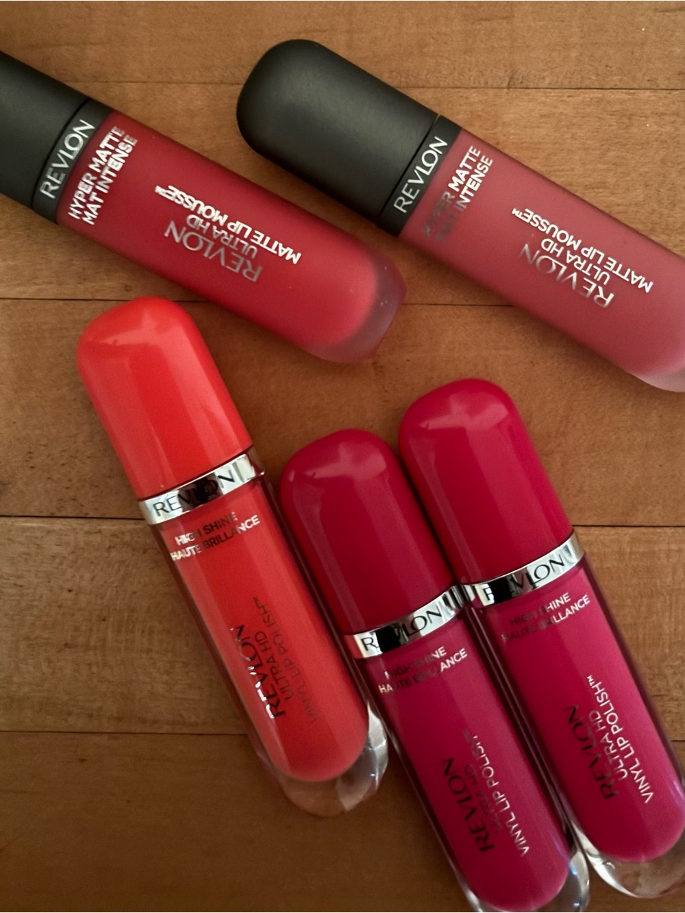 Revlon Ultra HD Vinyl Lip Polish & HD Matte Lip Mousse~LOT OF 5~ One Repeat~NEW